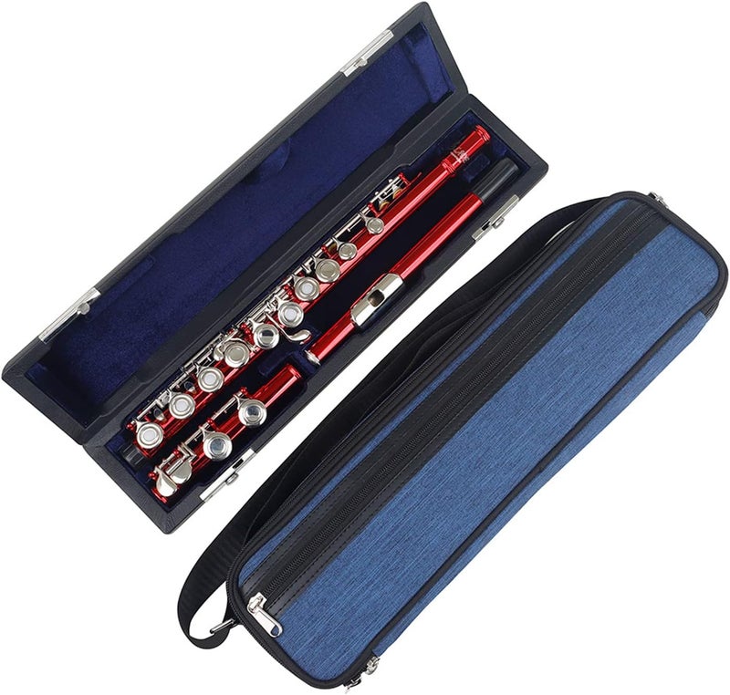 Glomora 17 Hole Flute Case, Flute Case Bag with PU Leather Inner Box + Oxford Cloth Outer Bag, Cross Body & Hand Carry Options, Lightweight & Waterproof - Image 4